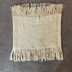 Ann Taylor Loft Chunky Knit Ivory Fringe Eternity Scarf Wrap Dress Shawl Y2K